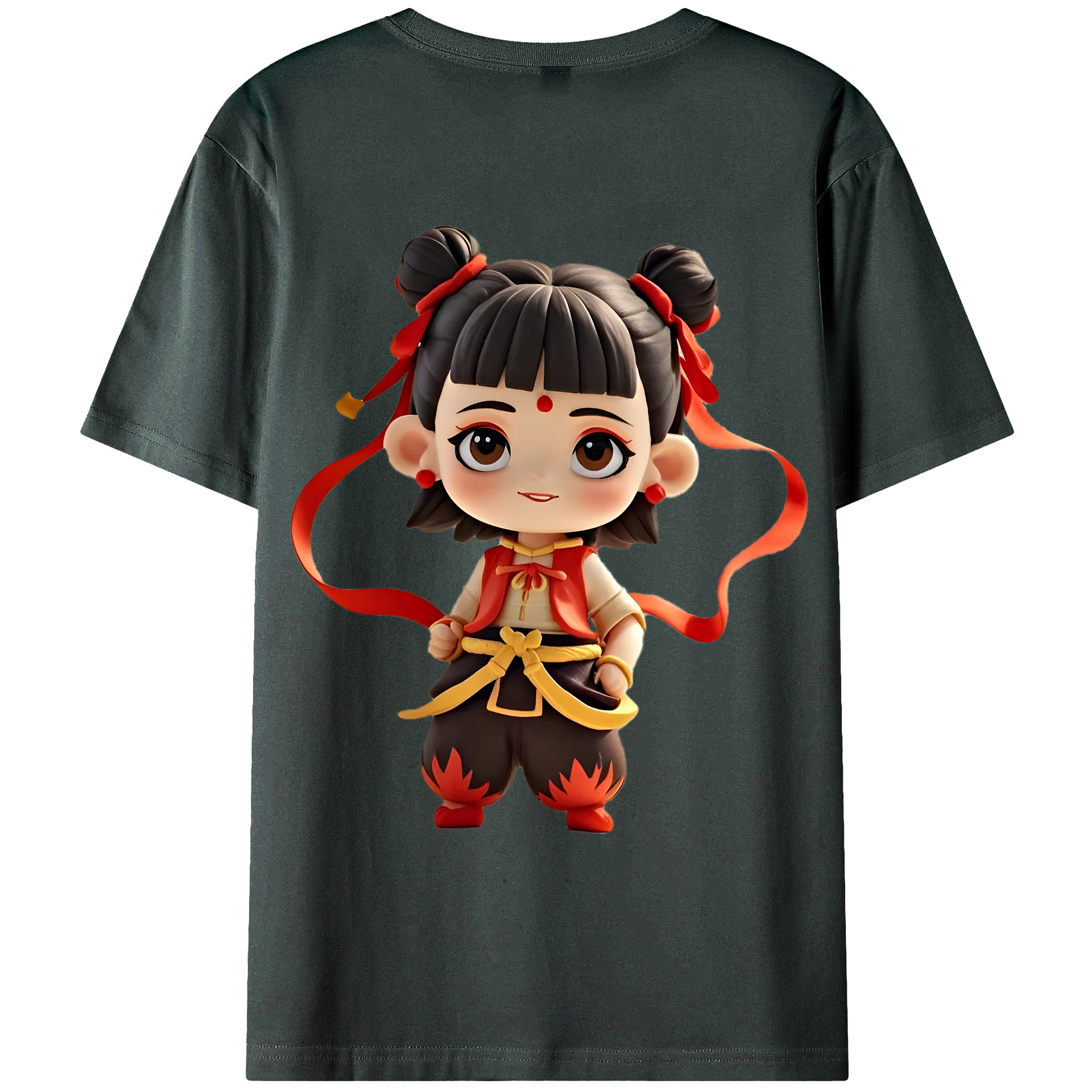（画像用） Ne Zha 2 ナタ 魔童の大暴れ 綿100％ メンズ半袖Tシャツ（バックプリント） 通気性